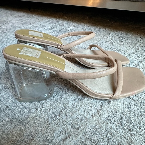 DOLCE VITA Nancie Lucite Strappy Block Heel Nude Cream Tan Neutral Size 9‎ - Picture 2 of 6